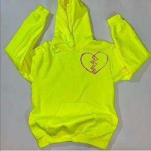 Neon broken heart hoodie
